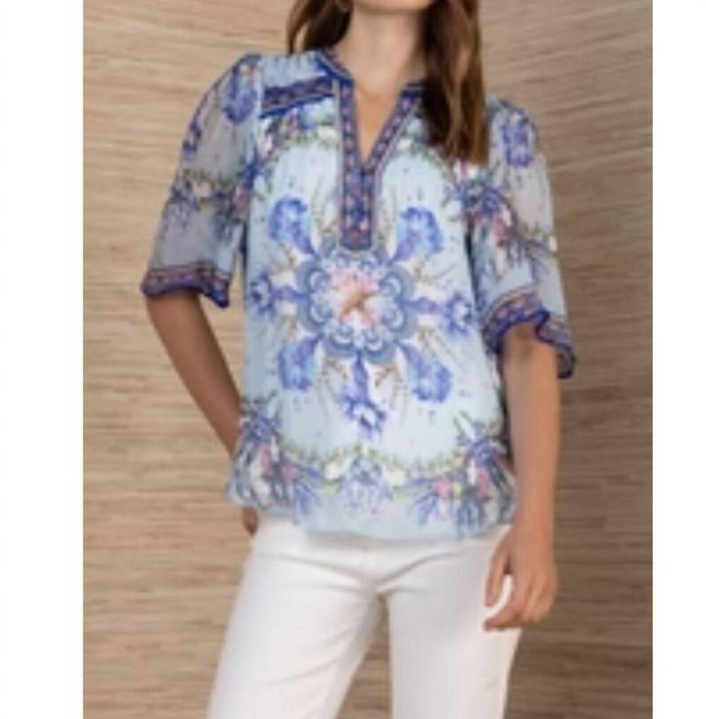 NEW HALE BOB liam chiffon top in blue
